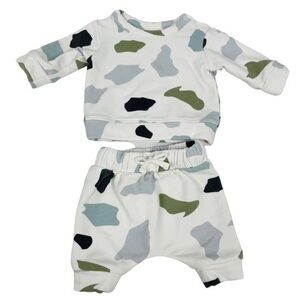 Nordstrom Jogger Suit - Unisex 2 Piece | Baby - NB Newborn | Camo White